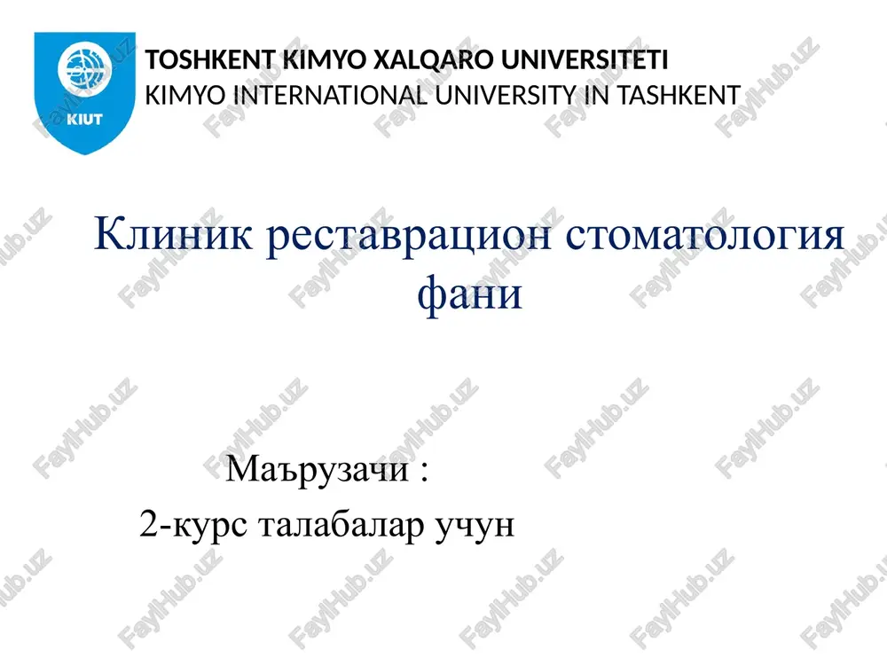 ma'ruza-4.dog' bosqichidagi karies, tashxislash, klinikasi, davolash, qiyosiy tashxislash. — PPTX