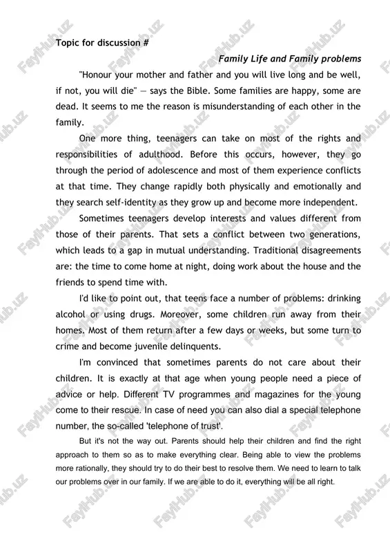 family life and family problems — DOC