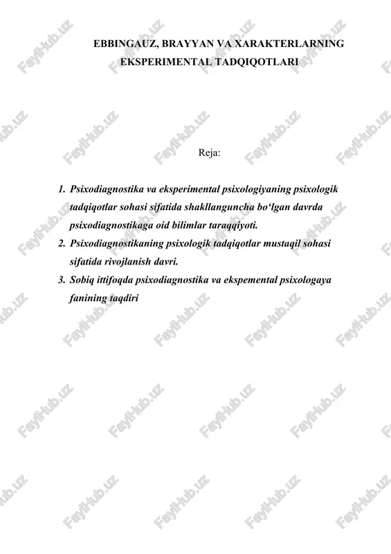 psixodiagnostika va eksperimental psixologiyaning psixologik tadqiqotlar sohasi — DOC