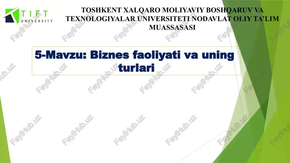 biznesfaoliyati turlari — PPTX