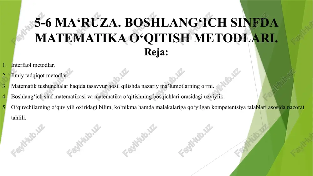 5-6ma‘ruza.boshlang‘ich sinfda matematika — PPTX