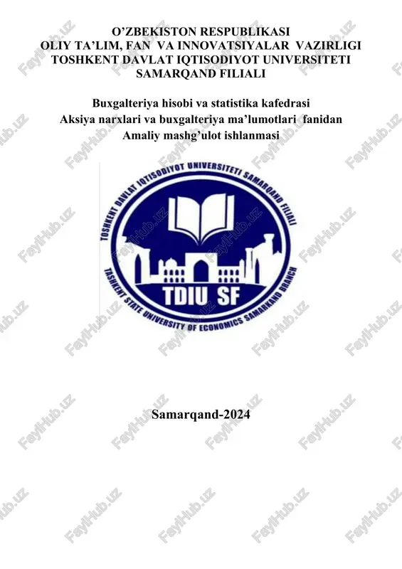 qarz qimmatli qog'ozlar hisobi — DOCX