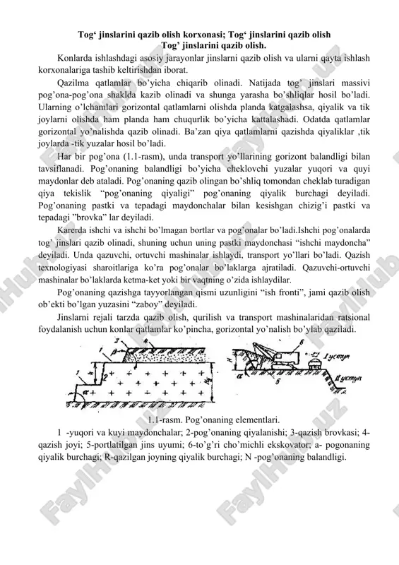 tog' jinslarini qazib olish — DOCX