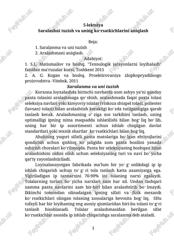 saralanma va uni tuzish — DOCX