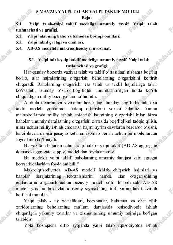 yalpi talab-yalpi taklif modeli — DOCX