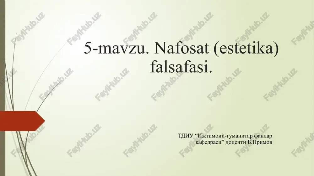 estetika falsafasi — PPTX