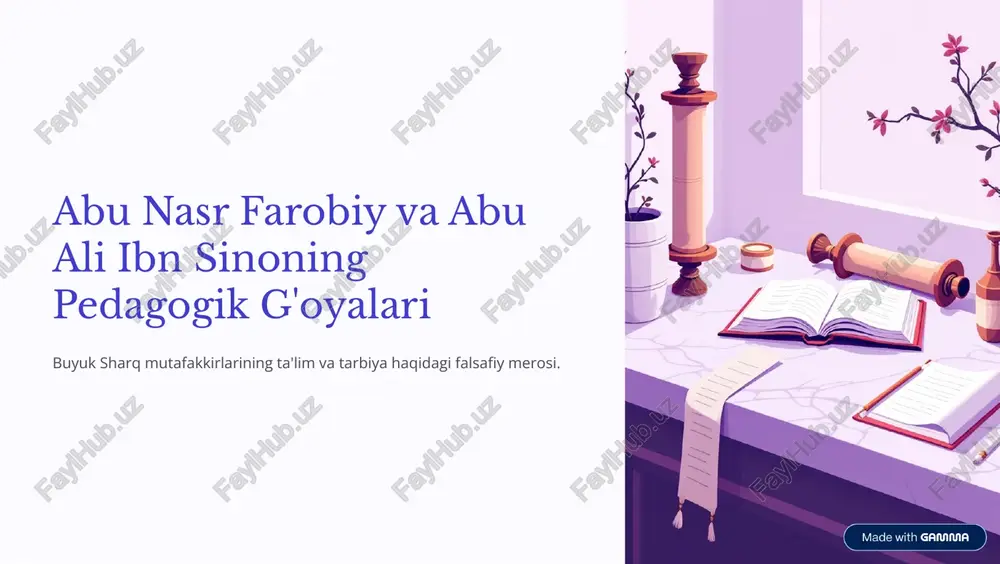 abu nasr farobiy va abu ali ibn sinoning pedagogik g'oyalari — PDF