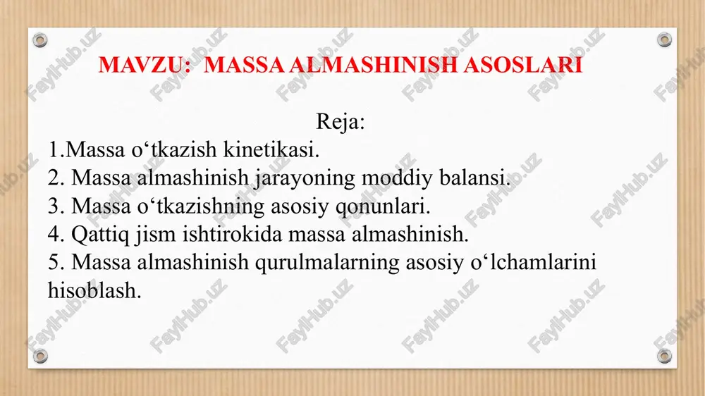 massa almashinish asoslari — PPTX