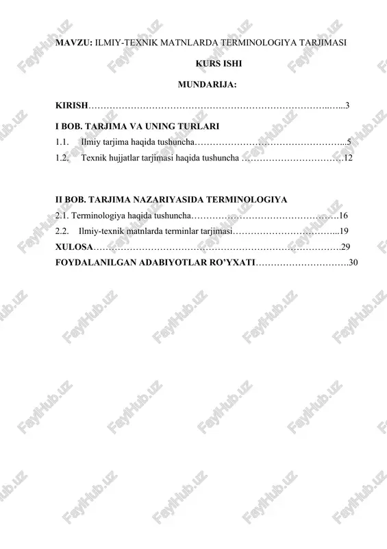 ilmiy-texnik matnlarda terminologiya tarjimasi — DOCX