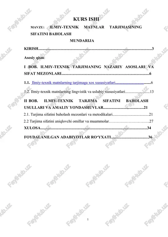 ilmiy-texnik matnlar tarjimasining sifatini baholash — DOCX