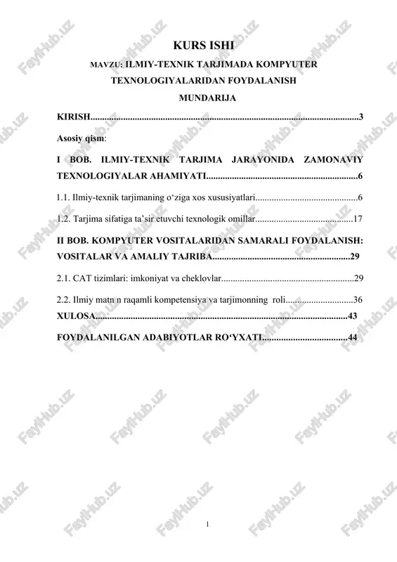 ilmiy-texnik tarjimada kompyuter texnologiyalaridan foydalanish — DOCX