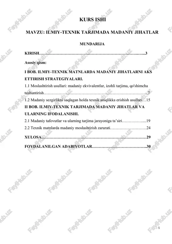 ilmiy-texnik tarjimada madaniy jihatlar — DOCX