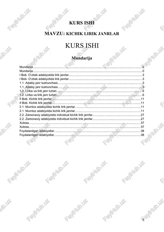 kichik lirik janrlar — DOCX
