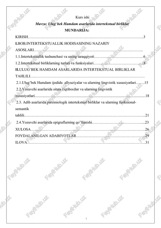 ulug‘bek hamdam asarlarida intertekstual birliklar — DOCX