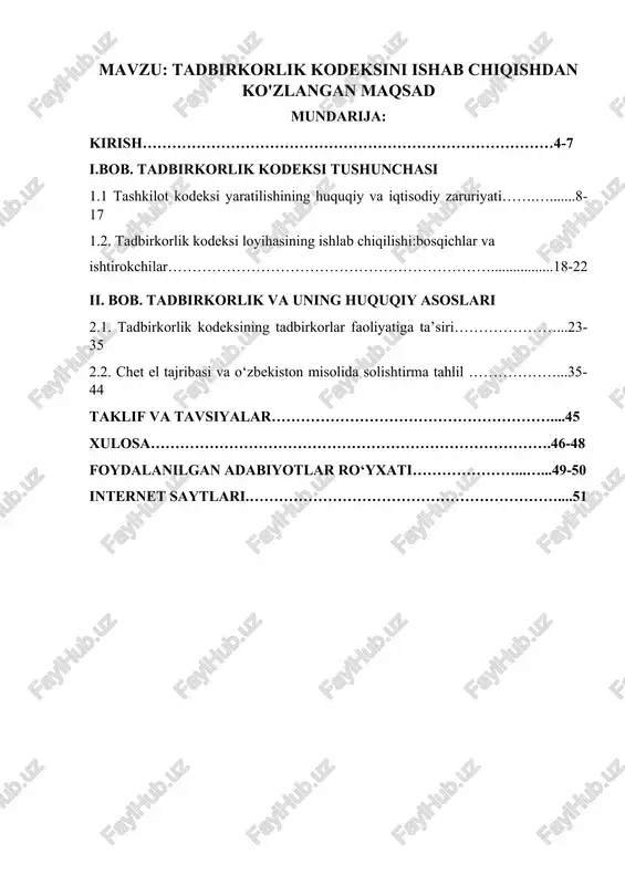 tadbirkorlik kodeksi — DOCX
