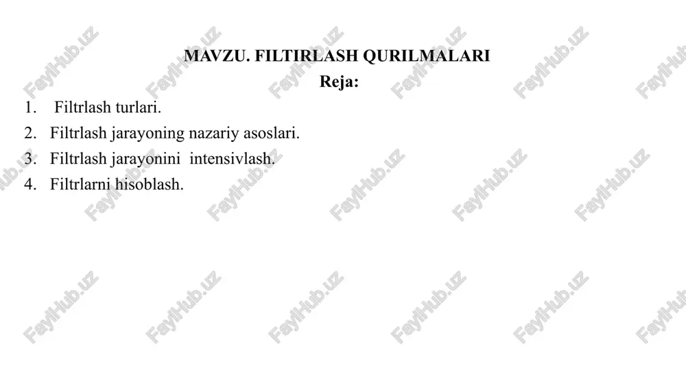 filtirlash qurilmalari — PPTX