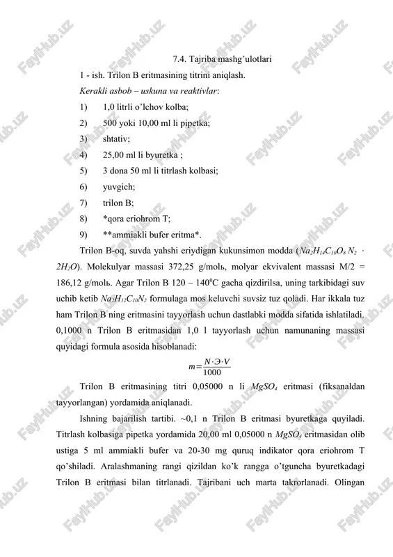 trilon b eritmasi titri — DOCX