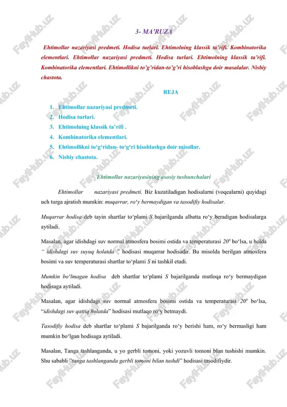 ehtimollar nazariyasi — DOCX