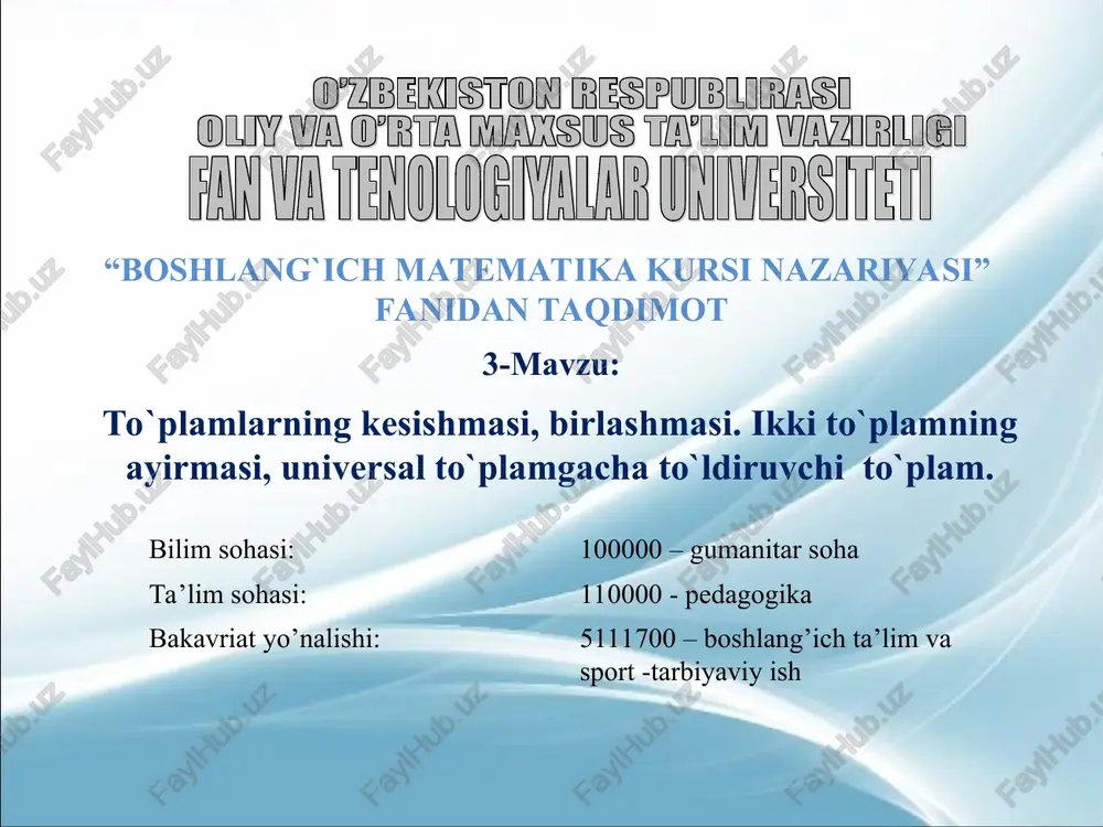 boshlang`ichmatematika kursi nazariyasi — PPT