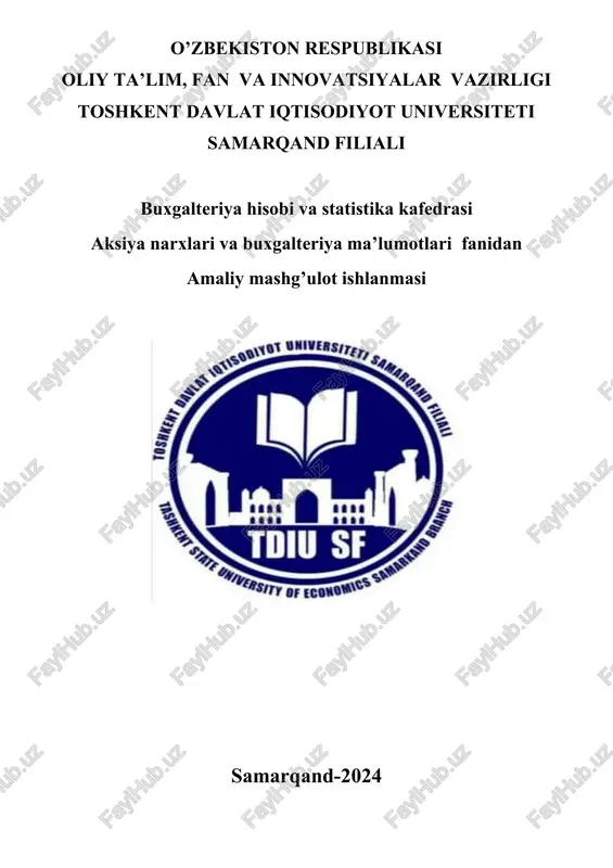 veksel bilan bog‘liq operatsiyalar hisobi — DOCX