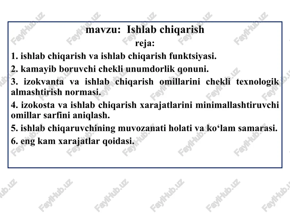 ishlabchiqarish — PPT