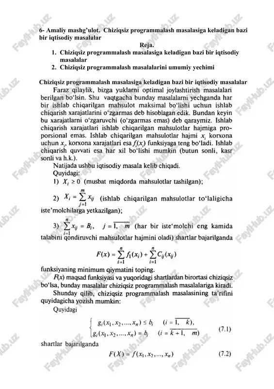 chiziqsiz programmalash masalalar — DOCX