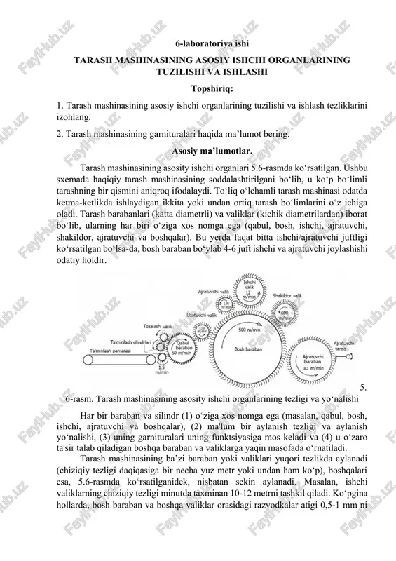 tarash mashinasining asosiy ishchi organlari — DOCX