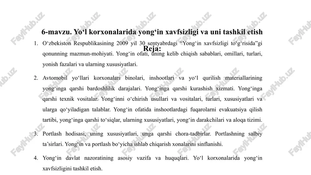 yong‘in xavfsizligi va uni tashkil etish — PPTX