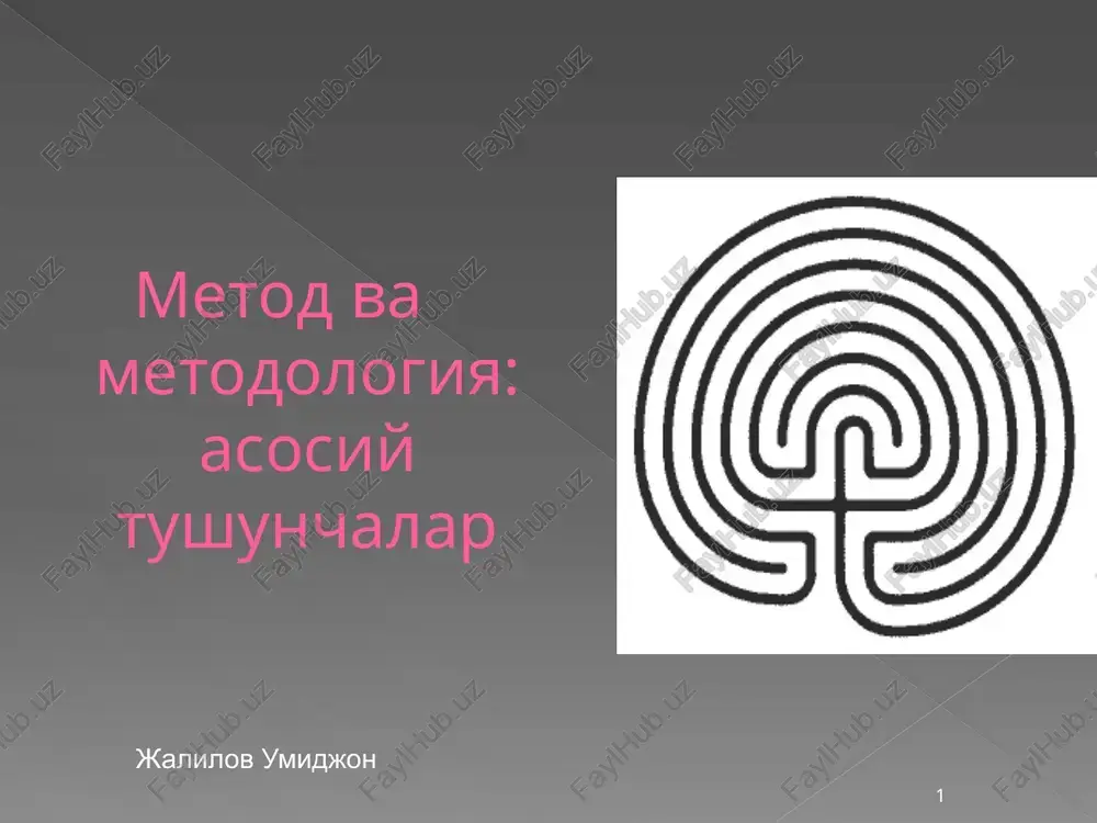 "metod" va "metodlogiya" tushunchalari — PPTX