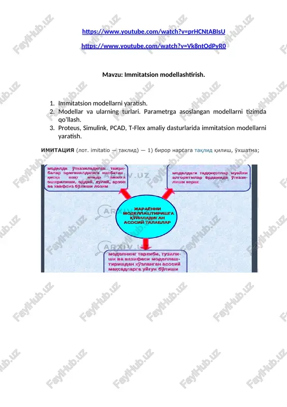 immitatsion modellashtirish — DOCX