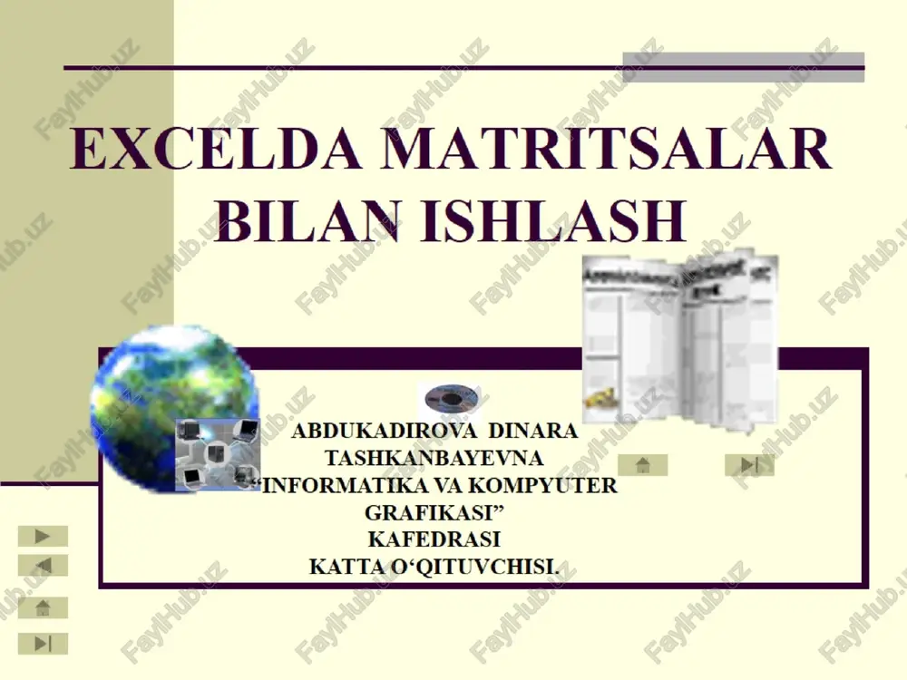 excelda matritsalar bilan ishlash — PPTX