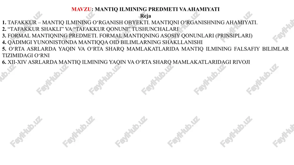 mantiqqa oid bilimlarning shakllanishi — PPTX