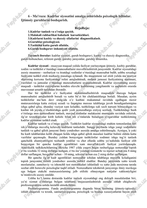 kadrlar siyosati — DOCX