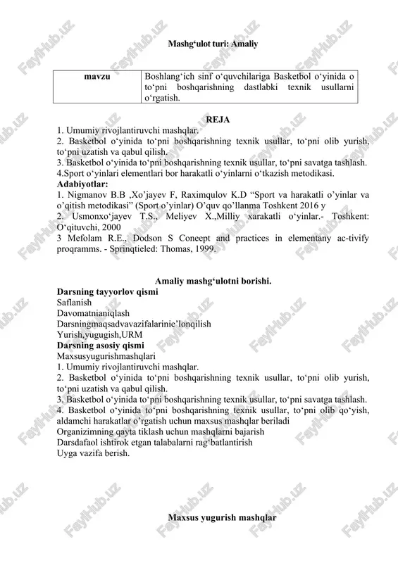 basketbol o‘yinida to‘pni boshqarish texnik usullari — DOCX