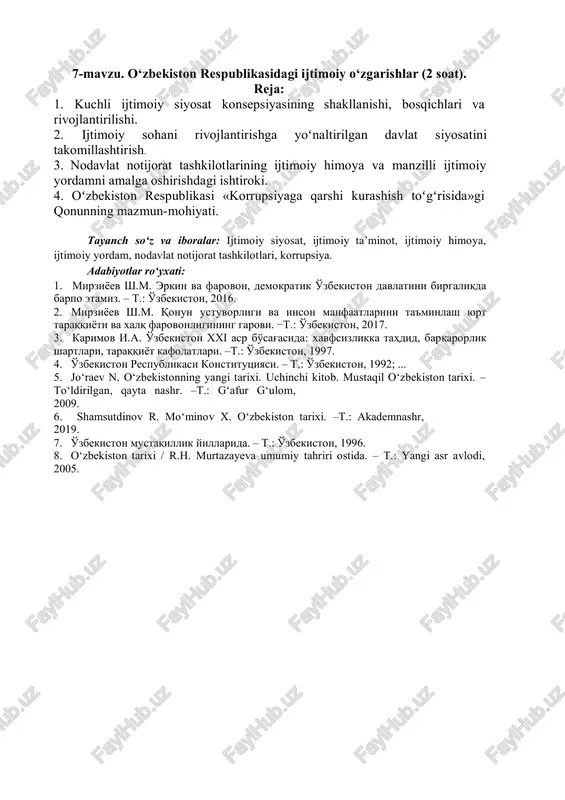 o‘zbekiston respublikasidagi ijtimoiy o‘zgarishlar — DOCX