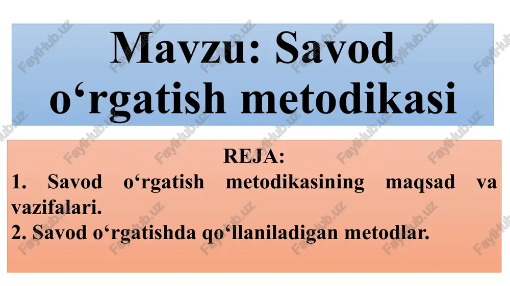 savodo‘rgatish metodikasi — PPTX