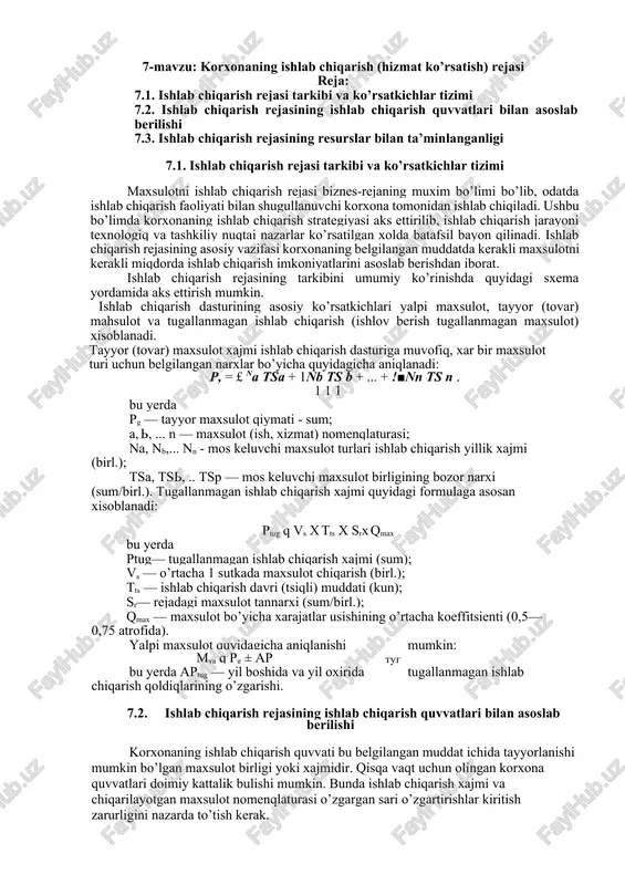 ishlab chiqarish rejasi — DOCX