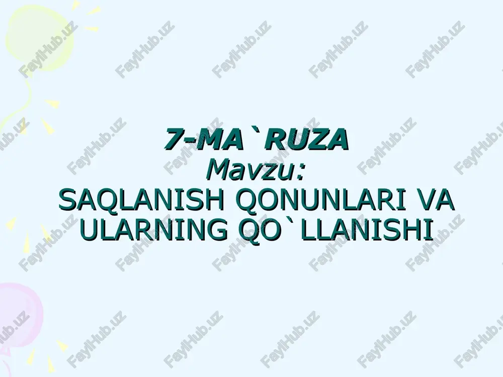 tabiat simmetriyasi va saqlanish qonunlari — PPT