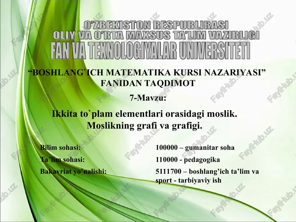 boshlang`ichmatematika kursi nazariyasi — PPT