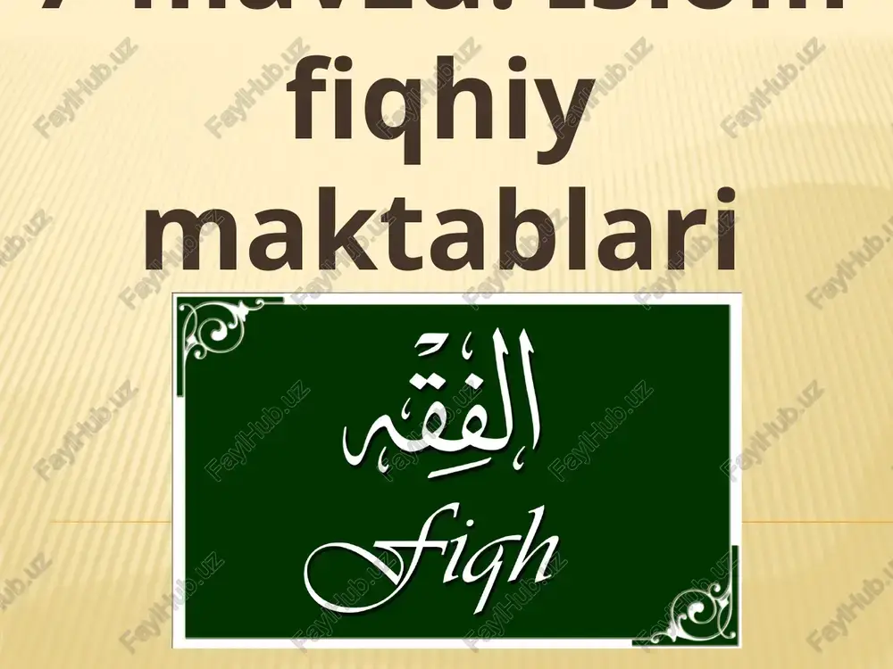 islom fiqhiy maktablari — PPTX