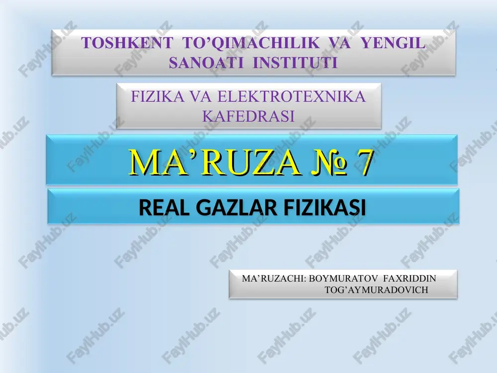 real gazlar fizikasi — PPT