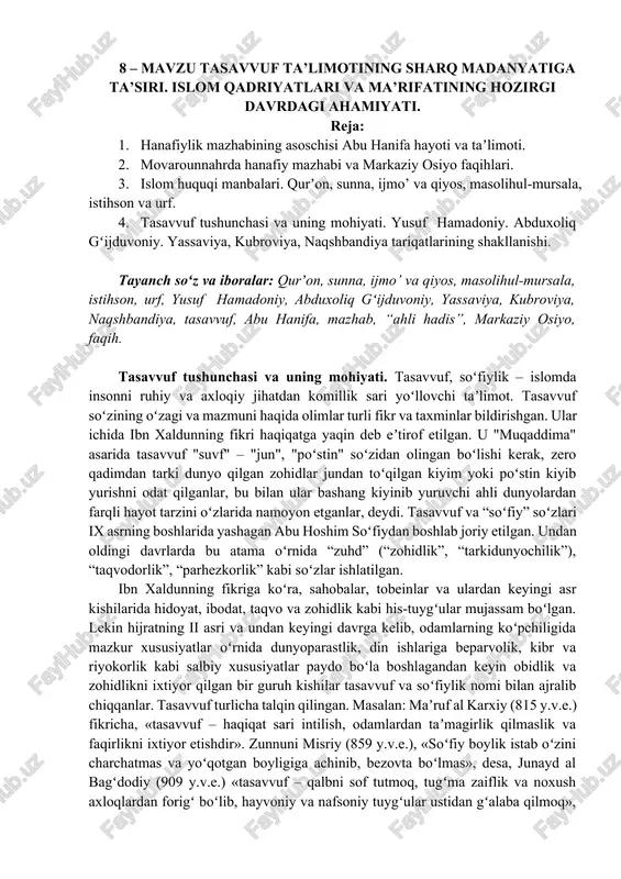 tasavvuf ta’limoti — DOCX