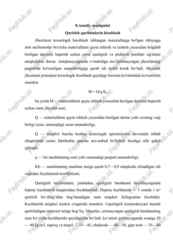 quritish qurilmalarin hisoblash — DOCX