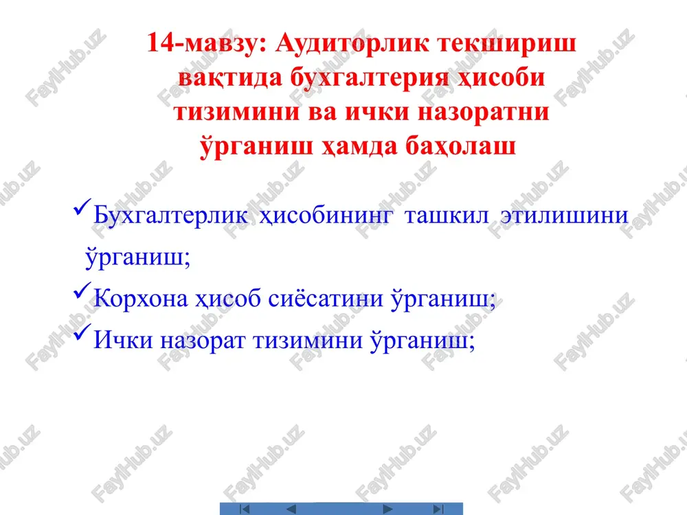 auditorliktekshirish va buxgalteriya — PPTX