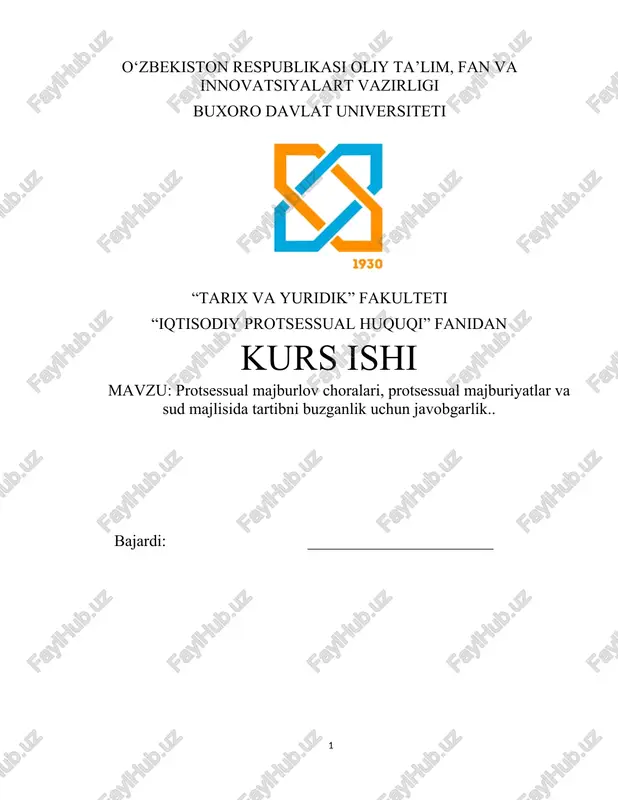 protsessual majburlov choralari va protsessual majburiyatlar — DOCX