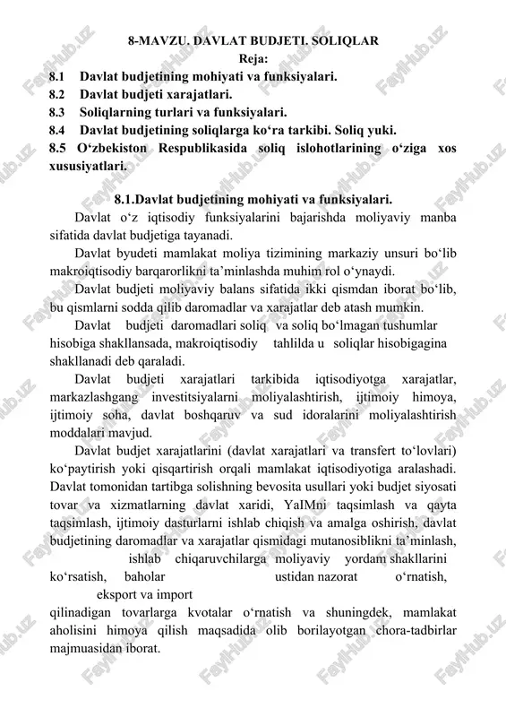 davlat budjeti va soliqlar — DOCX