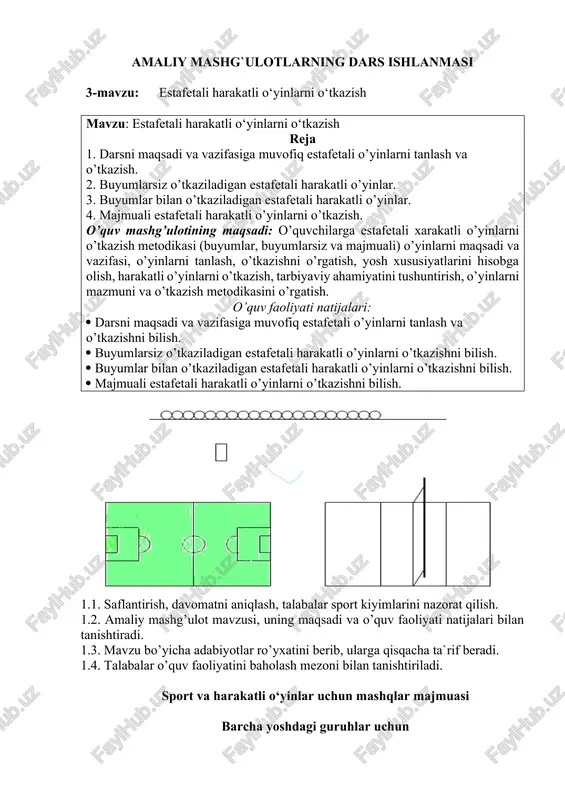 estafetali harakatli o‘yinlarni o‘tkazish — DOCX