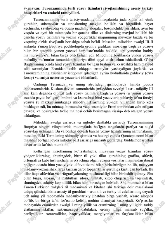 turonzaminda turli yozuv tizimlari rivojlanishi — DOCX