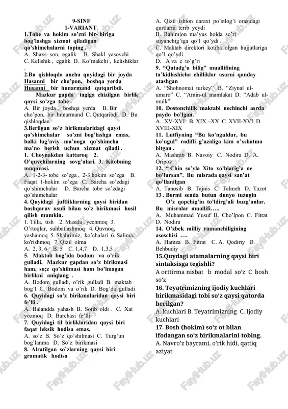 9-sinf 1-variant — DOC