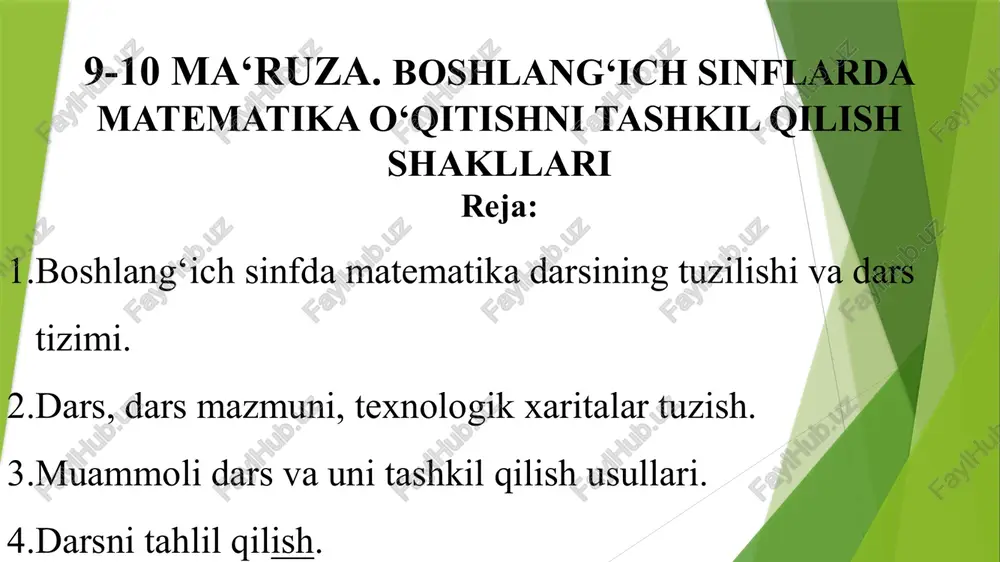 boshlang‘ichsinfdamatematika o‘qitishni tashkil qilish shakllari — PPTX